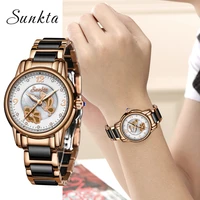sunkta2019 new listing rose gold women watches quartz watch ladies top brand luxury female watch girl clock relogio femininobox