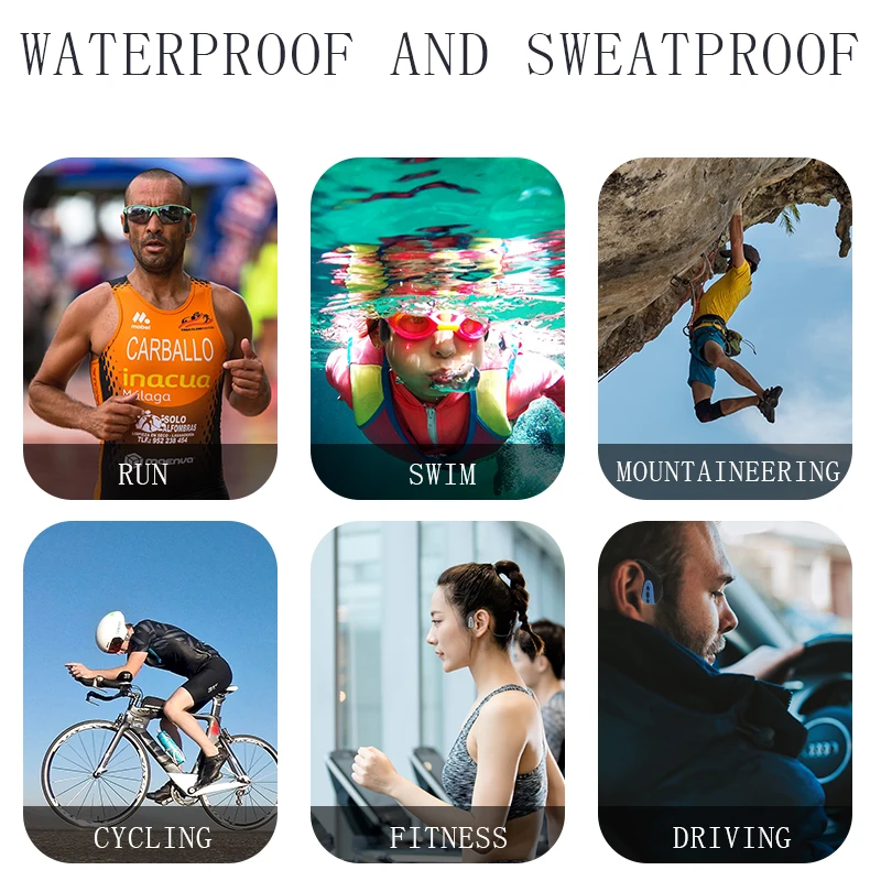 Q1 Bone Conduction Headphone Built-in Memory 8G IPX8 Waterproof MP3 Music Player Swimming Diving Earphone 15 Days Standby | Электроника