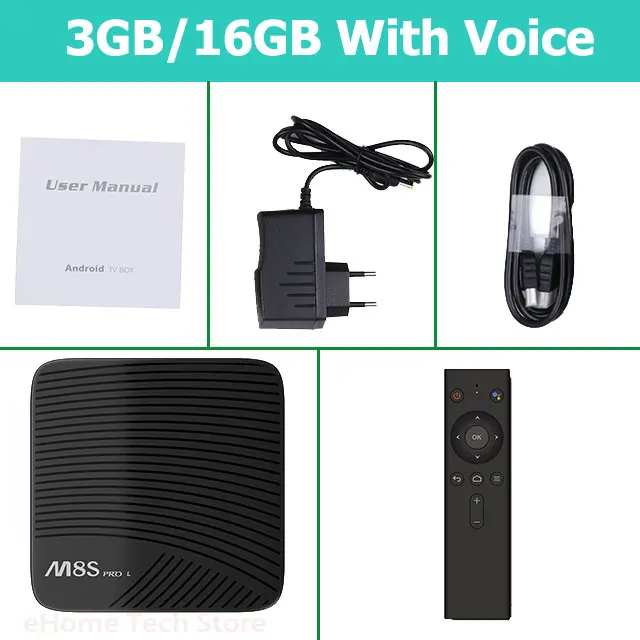 3G16GB With Voice MECOOL M8S PRO L Android 7,1 Amlogic S912 ТВ Ящик Голосовой Управление потоковое 3GB 16GB/32GB Media Player 4K HD Wi-Fi Android тв коробка префикс - Цвет: 3G16GB With Voice