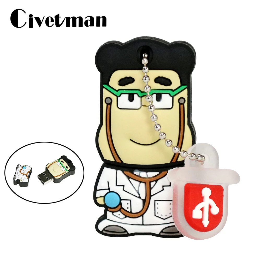 

New Cartoon Doctors Cle Usb Memory Stick 4GB 8GB 16GB 32GB 64GB Lovely Medical Pendrive Cartoon 128GB USB Flash Drive 256GB