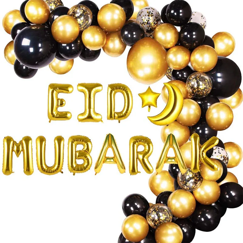 

1set EID Mubarak Balloons Garland Arch Kit Gold Confetti Latex Balls For Ramadan Festival Eid Diy Party Decoration Supplies