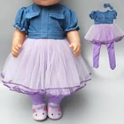 Джинсовое платье с леггинсами для девочки 18 дюймов, длинные носки, Одежда для куклы, кукольные джинсы