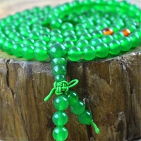 6mm green agate ruby tassel 108 bead mala bracelet pray reiki bless cuff healing handmade classic wristband spirituality chakra