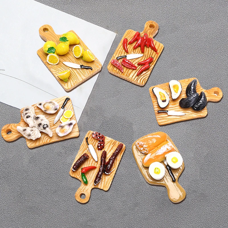 

1:6 Mini Dollhouse Fried Egg Chili Cutting Board Model Kitchen Food Accessories For Doll House Decor Kids Toys