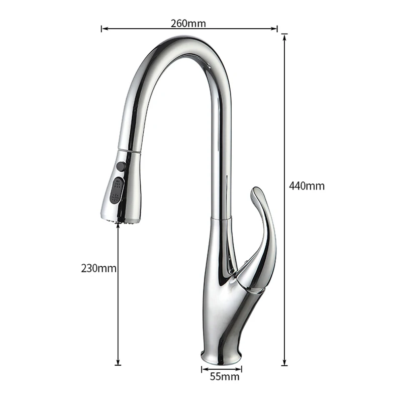 

Black Kitchen Sink Mixers One Handle Stream Sprayer Shower head Deck Mounted Pull Out Kitchen Faucet Pull Down Hot Cold