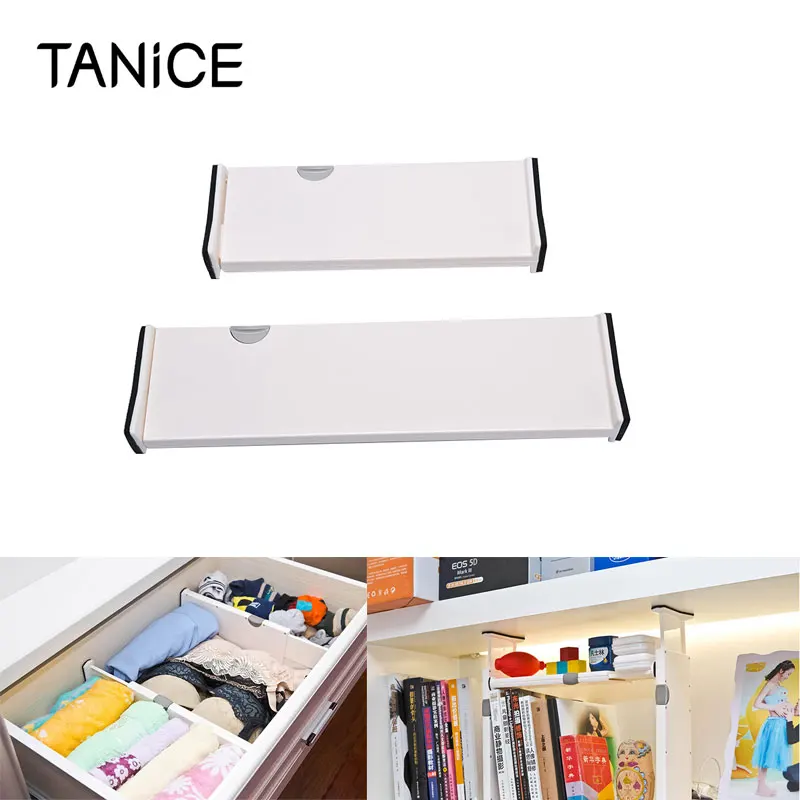 

TANiCE 6Pcs Retracting Adjustable Drawer Divider Plastic Storage Partition Board For Kitchen Bedroom Different Size Drawers