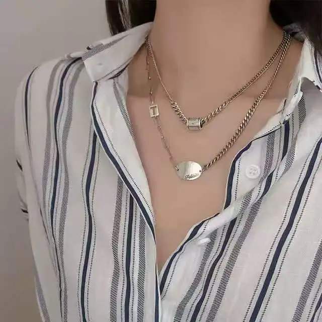 

All-match trend barrel bead spring necklace female clavicle chain 925 sterling silver sports leisure tank chain