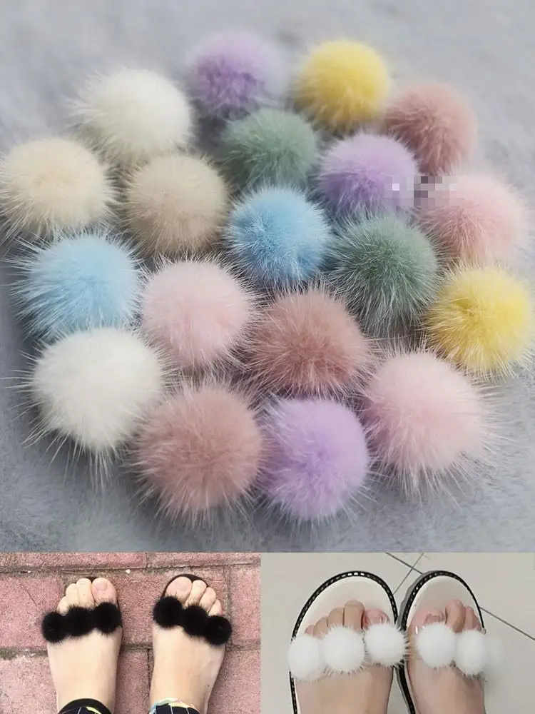 

1pcs 4cm Earring Charms Pompon Mink Pompoms Fur Balls For Headwear Keychain Fur Pom Pom Decoration Diy Christmas Craft Supplies