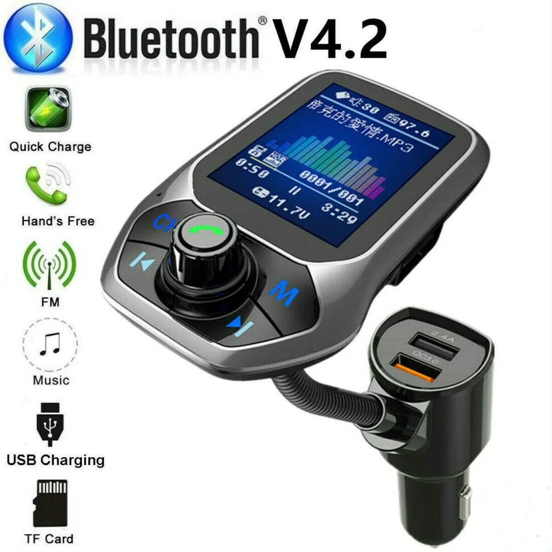 

FM-трансмиттер автомобильный с bluetooth и mp3-плеером