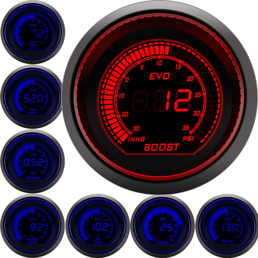 

2 Inch 52mm Car Digital Turbo Pressure Gauge Boost Controller Water Temp Oil Temp Oil Pressure Voltmeter Tachometer Rpm Meter