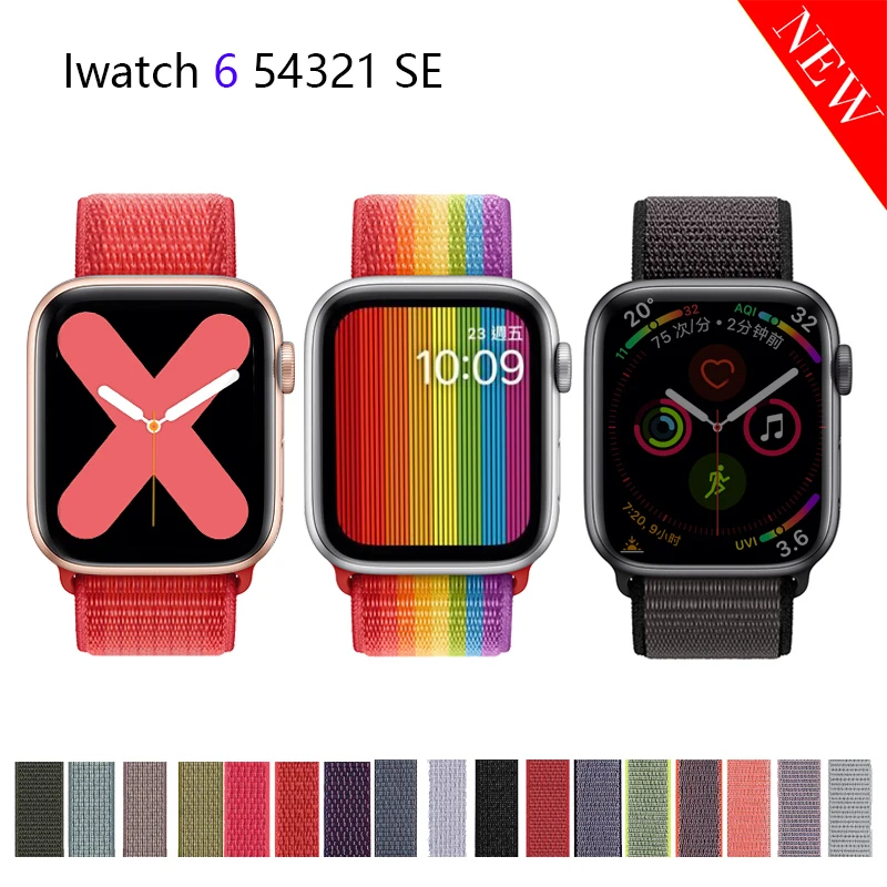 

Nylon Strap for Apple watch band 44mm 40mm 42mm 38mm smartwatch wristband belt sport loop bracelet iWatch series 3 4 5 6 se band