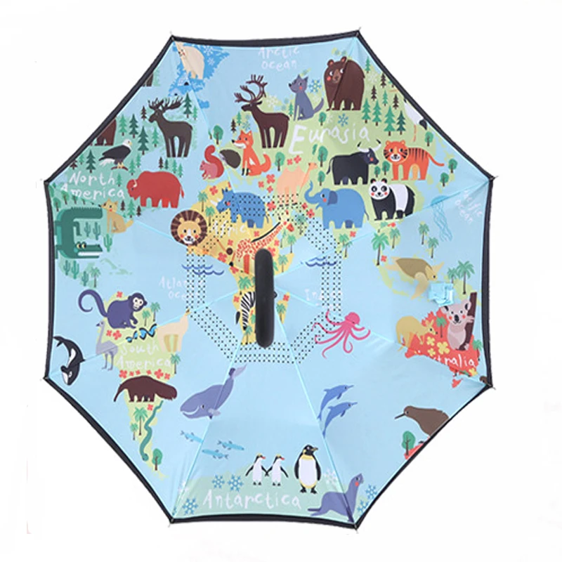 Скидка только сегодня 190 T нейлоновая ткань складной обратный зонты для детей