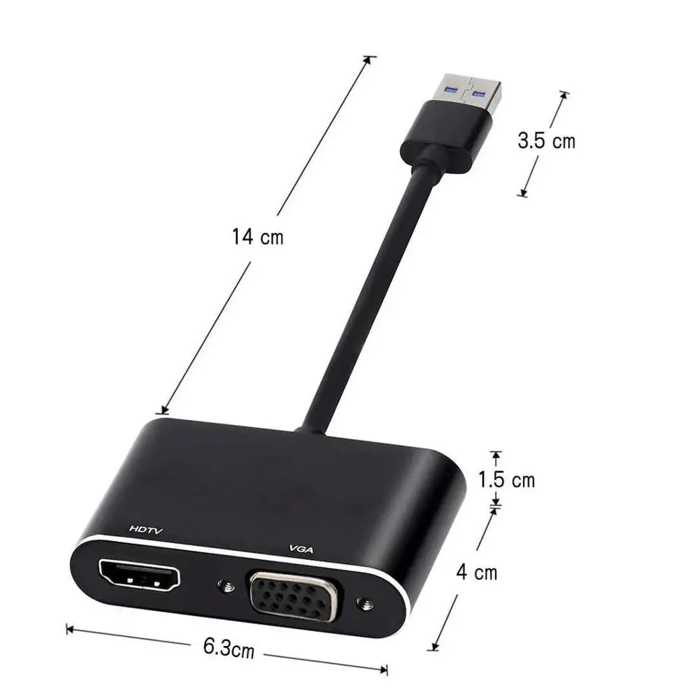 HDMI VGA адаптер USB3.0 к видео конвертер дисплей Plug Play HUB расширение подключения USB VGA/HDMI