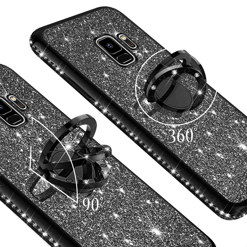 Перстень, украшенный бриллиантами чехол для samsung Galaxy J6 A6 A7 A8 плюс A5 A10 A20 A30 A40 A50 A70 M20 A20E мягкий блестящий чехол