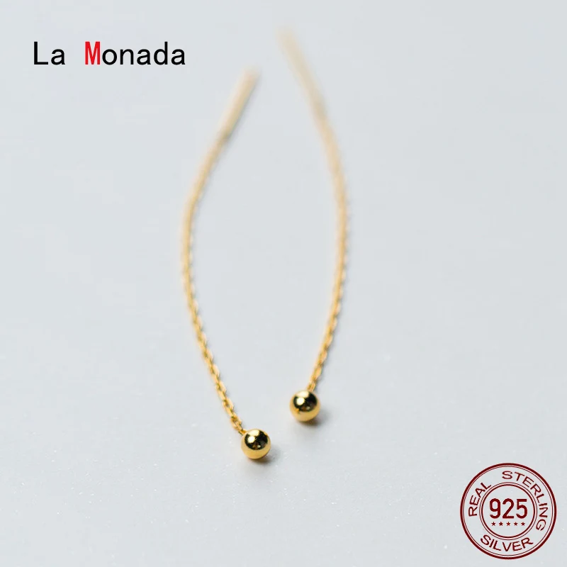 

Висячие серьги La Monada с бусинами и кисточками, женские, серебро 925, корейские длинные висячие серьги, минималистичные женские украшения