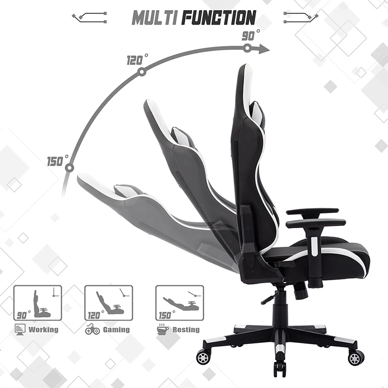 

Racing Style Gaming Chair PU Leather High Back Office Chair Ergonomic Design with Adjustable Armrest and Lumbar Support