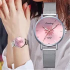 Женские наручные часы, роскошные Серебристые Популярные розовые часы с металлическим браслетом и цветами, кварцевые часы, модные наручные часы 2019, Top Fi