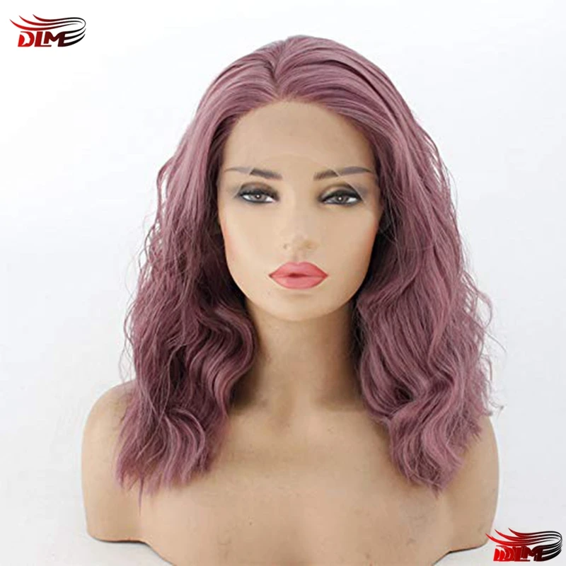 

DLME Pink bob wig Synthetic hair Lace Front Wigs Curly Wig for Women High Temperature Cosplay wig