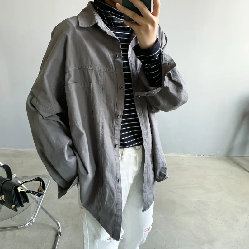 2020 Boyfriend Style Women Blouses Turn Down Collar Oversized Womens Tops And Cotton White Shirt Blusas Roupa Feminina |