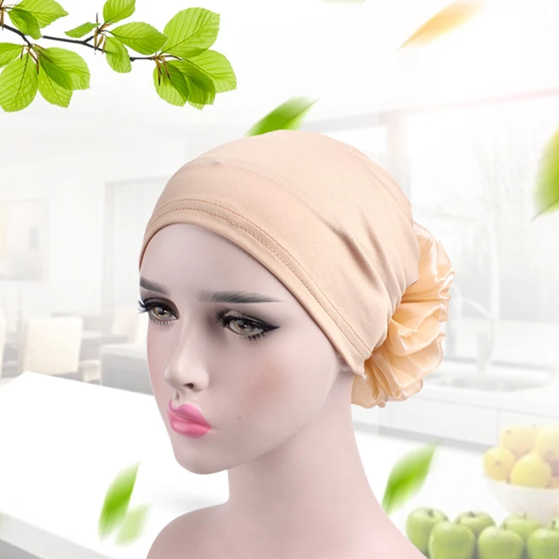 

Hats For Women Muslim Pleated Flower Cancer Chemo Hat Beanie Scarf Turban Head Wrap Cap women's Hats Bonnet Femme