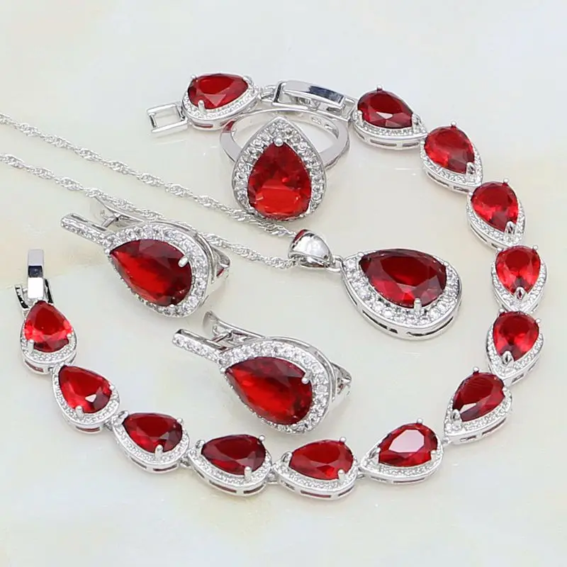 

Женские свадебные ювелирные наборы из серебра 925 пробы с блестящим белым кубическим цирконием, серьги-гвоздики/кулон/ожерелье/браслет/коль...