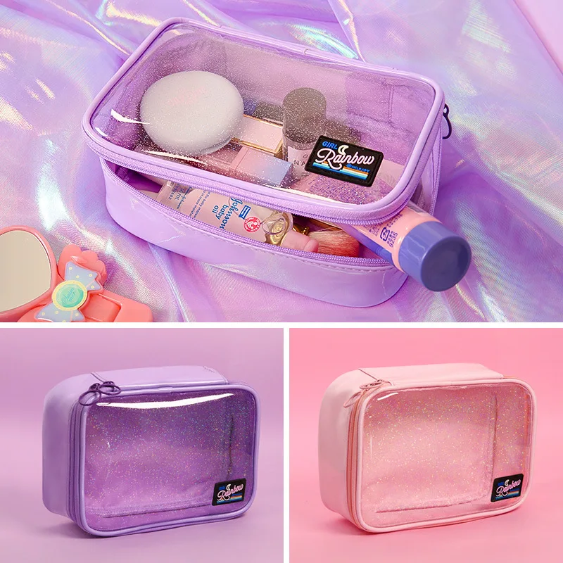 

Reizen Pvc Cosmetische Zakken Vrouwen Transparant Clear Rits Make-Up Tassen Organizer Bad Wassen Make Up Tote Handtassen Case