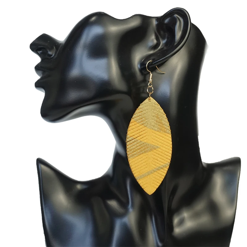 Cpop новые модные висячие серьги с перьями для женщин желтым зеленым листом