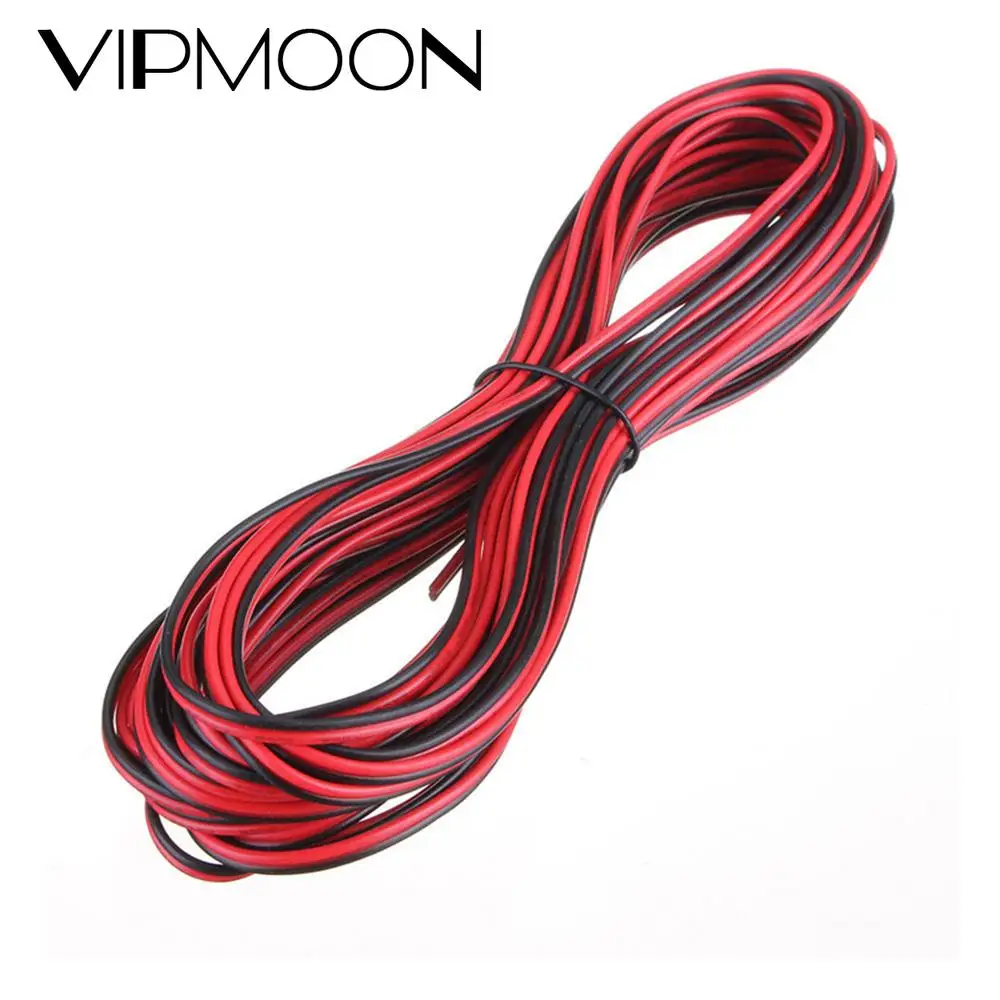 

5m/10m/20m/lot 22awg 2pin 5050 3528 RGB LED Strip Wire Extend Red Black Cable Cord Connector Cable Electrical Wire CB-22AWG-RB