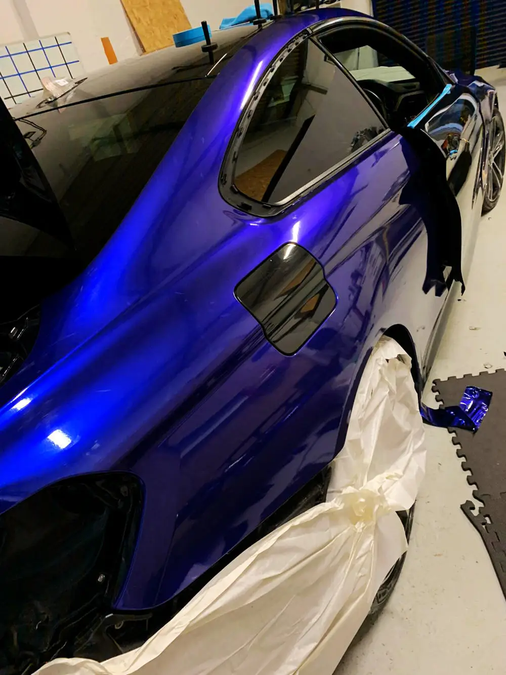 Синяя блестящая виниловая обертка металлик пленка для всего автомобиля покрытие
