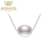 ashiqi real natural freshwater pearl pendant necklace for women with 925 sterling silver chain jewelry