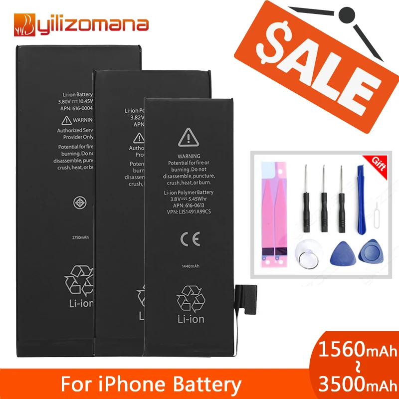 Оригинальный аккумулятор YILIZOMANA для телефона Apple iPhone 5s 6 6S Plus Сменный 7 8 XR XS