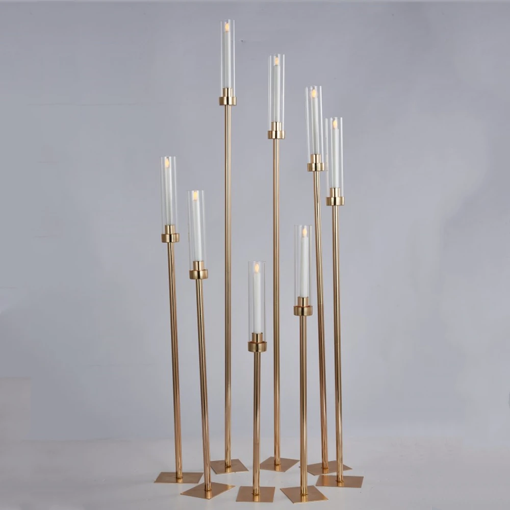 

8 Heads Metal Candle Holders DIY Pattern Candlestick Wedding Table Centerpiece Candelabra Pillar Stand Road Lead Party Decor