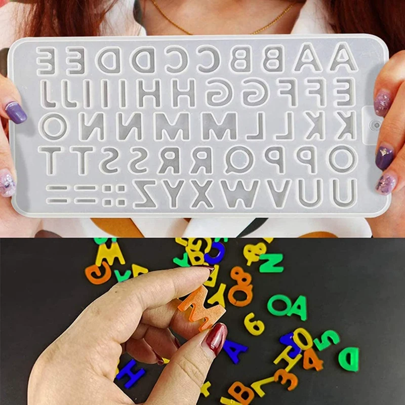 

1 Set Silicone Resin Molds for Making Keychain Pendant Jewelry, & 1 Set 3D Love Home Family Alphabet Resin Silicone Mold