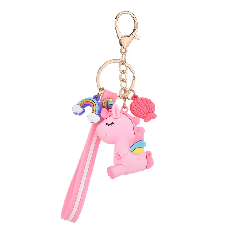 

Pvc Unicorn Keychain Bag Hot Selling Cartoon Doll Car Key Chain Pendant Soft Rubber Keyring Accessories Woman Gidft Cute