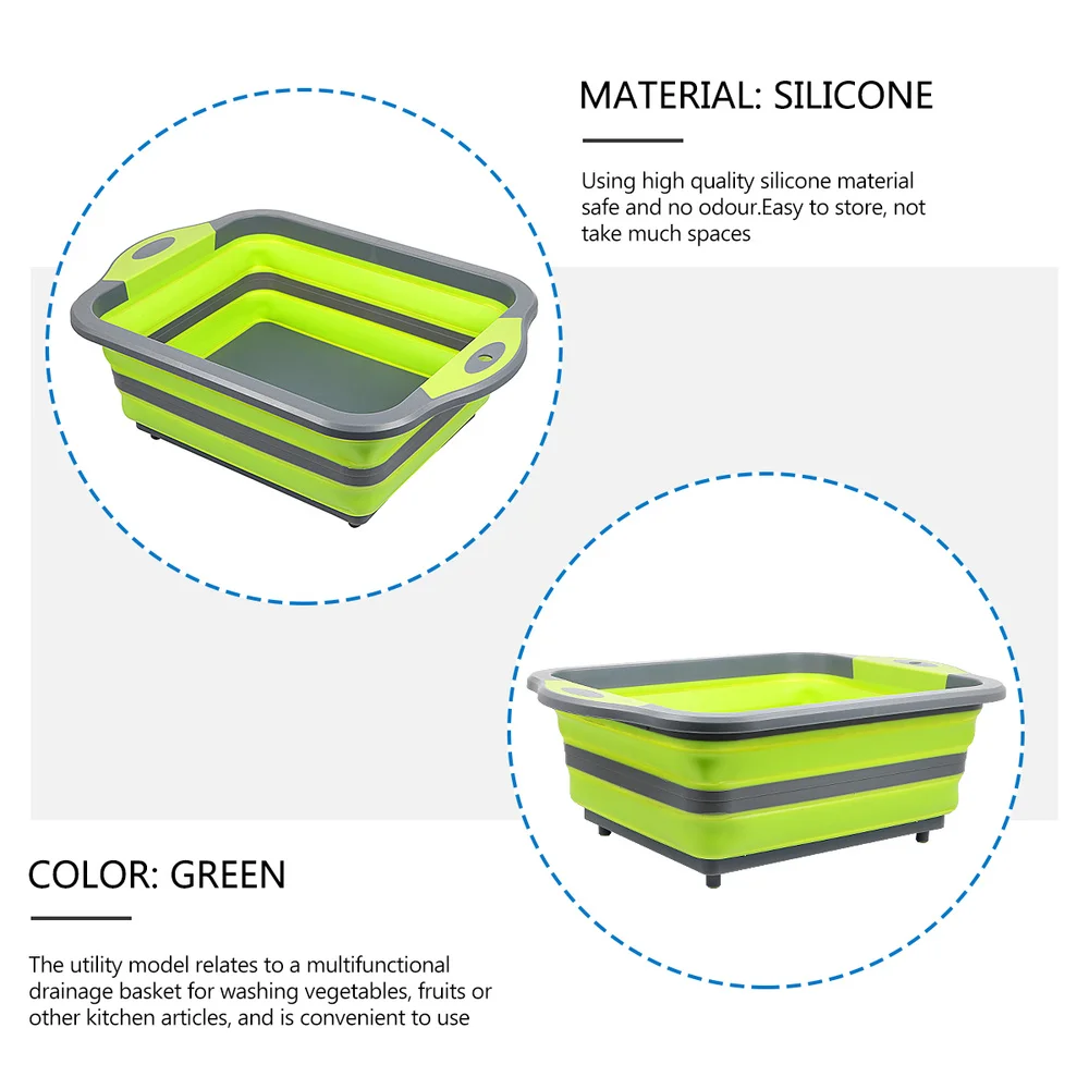 

1 Pc Foldable Household Drain Basket Fruit Vegetable Washing Basket for Kitchen