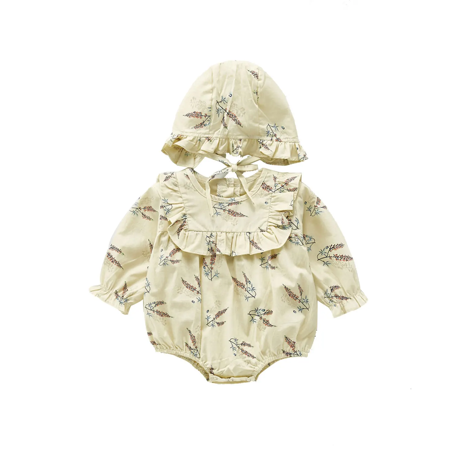 

Autumn Newborn Toddler Girls Bodysuits Cute Lovely Floral Princess Jumpsuit Infant Outfits Baby Girl Bodysuit With Hat