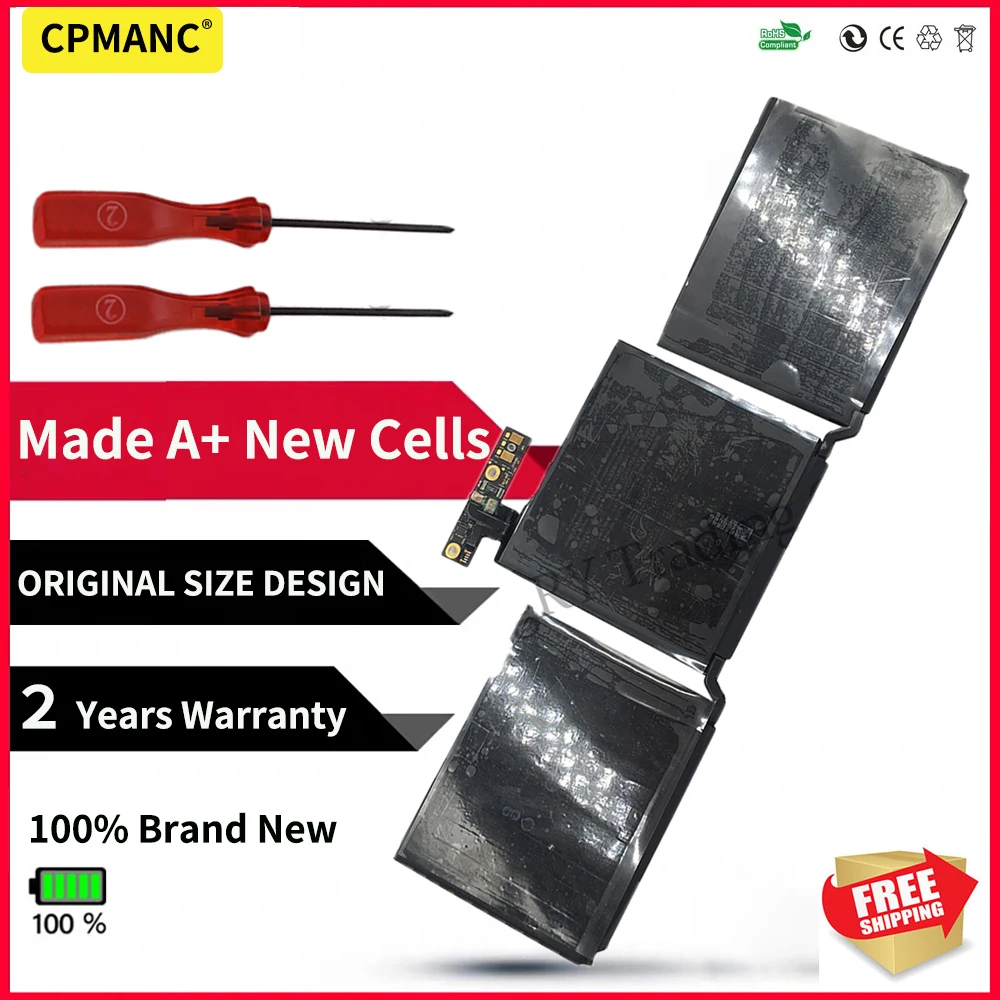 Аккумулятор A1713 11,4 в, 4781 Вт · ч/2016 мА · ч, для ноутбука Apple MacBook Pro 13 дюймов, A1708 2017, MLL42CH/A MLUQ2CH/A