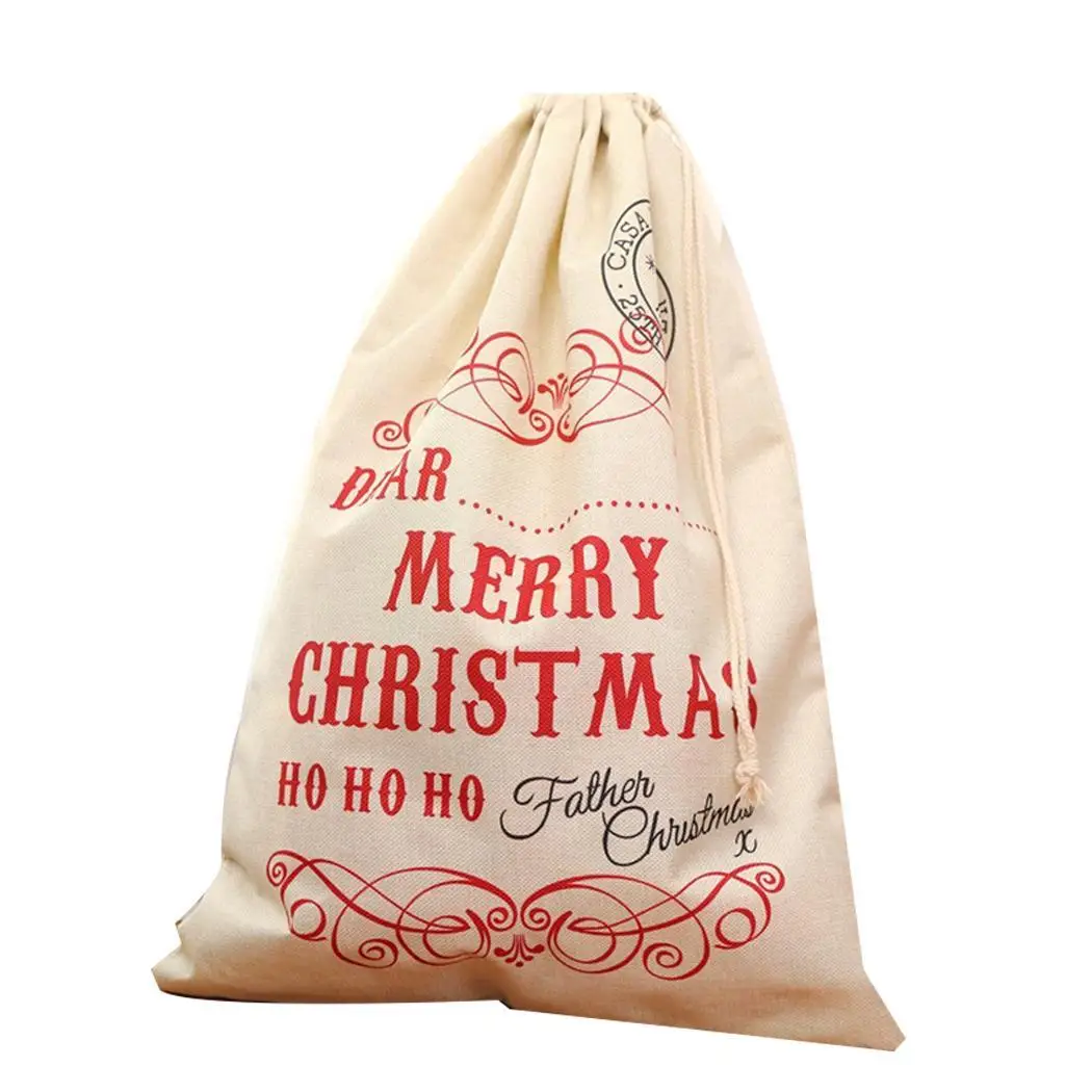 Большой Рождественский Подарочный мешок многократного использования холщовые