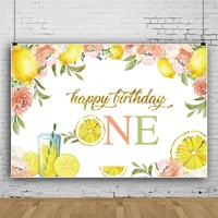 laeacco lemon pattern 1st brithday party customized backdrop for photography flowers banner poster photo background photo studio