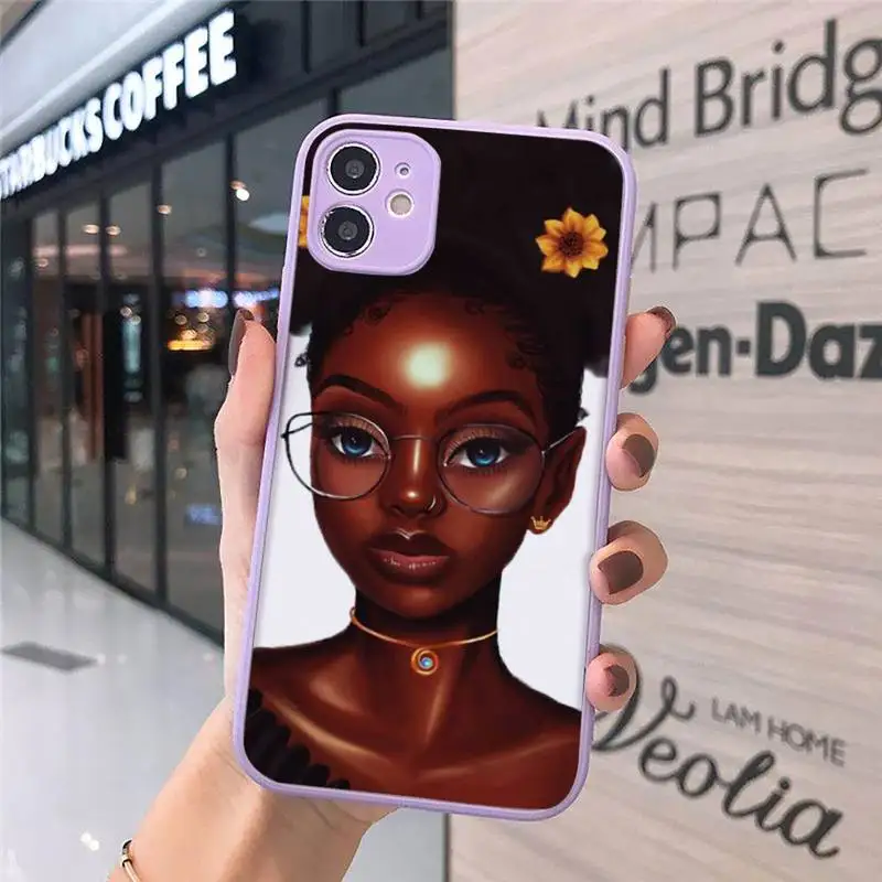 

Black Girls art pattern luxury Phone Cases shell matte transparent For iphone 7 8 11 12 plus mini x xs xr pro max cover