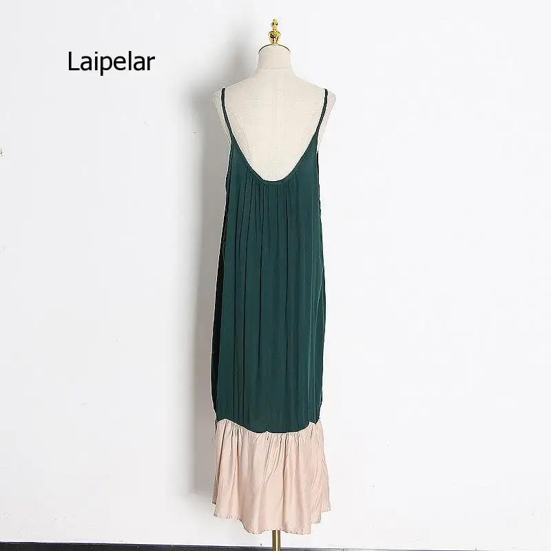 Женское свободное шифоновое платье длинное и удобное на бретельках с