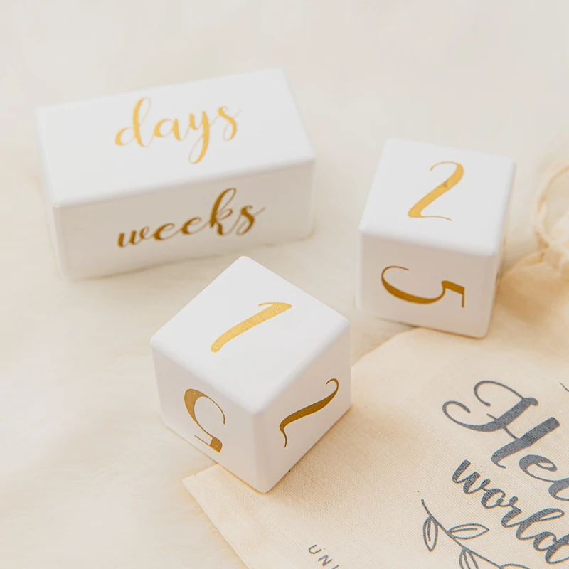 

1set Baby Milestone Wooden Block Baby Photography Milestone Memorial Monthly Newborn Commemorative Card Number Photo Accessories