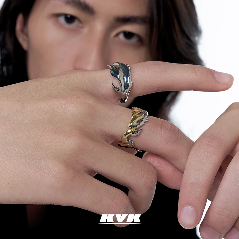 

KVK Fourtry Trendy Partner 2 Abstract Feather Open Ring 2021 New 925 Silver Ring
