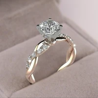 new fashion modern crystal engagement prong design hot selling rings for women aaa white zircon cubic ring women wedding jewelry