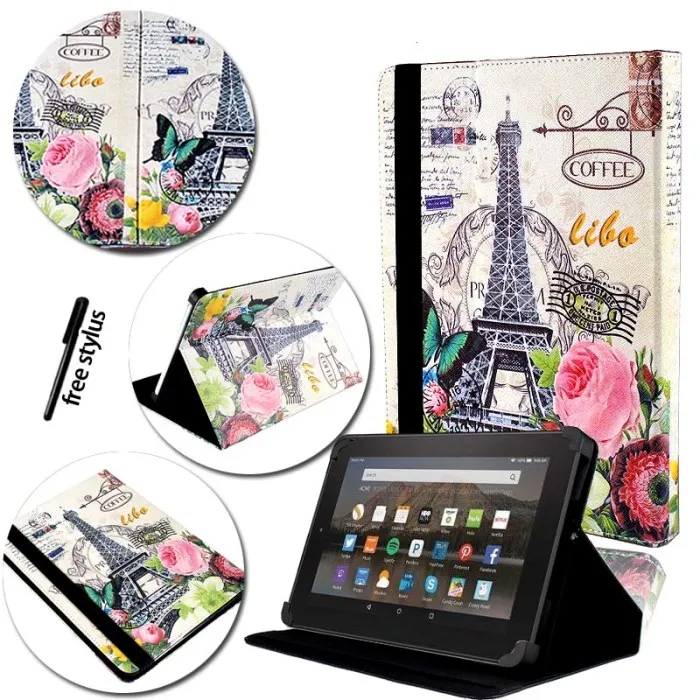 KK & LL Кожаная подставка для планшета Чехол книжка чехол Amazon Kindle Fire/Kindle Fire HD 8 (6th/7/8th