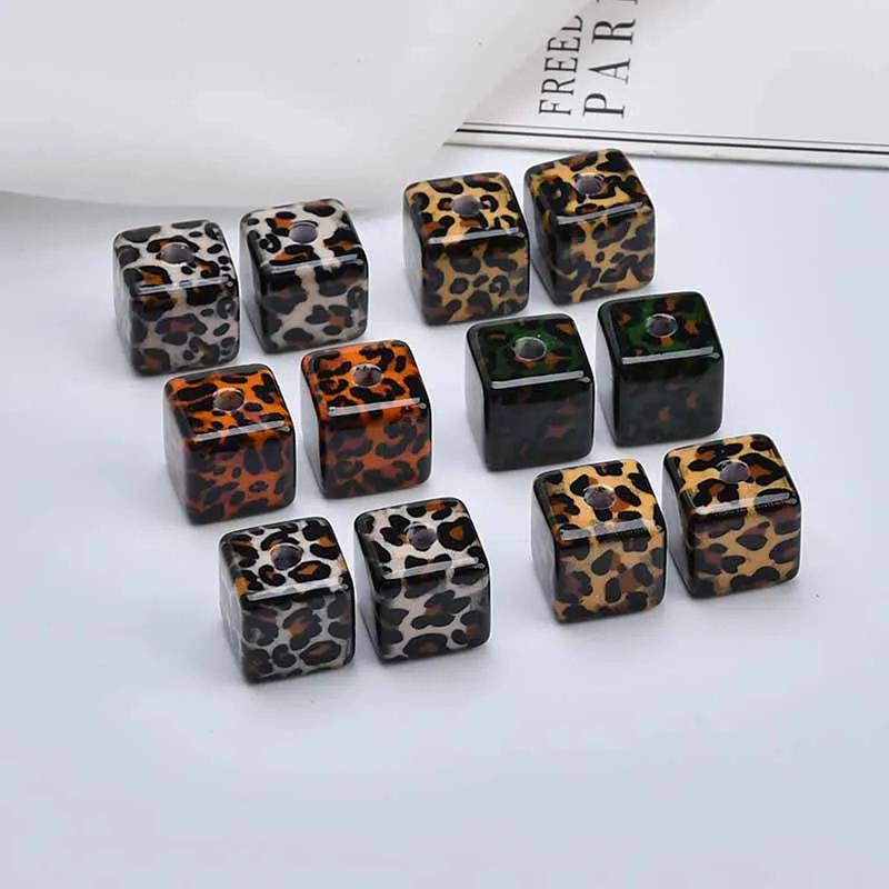 Полимерный Леопардовый принт прямое отверстие квадратные серьги DIY аксессуары