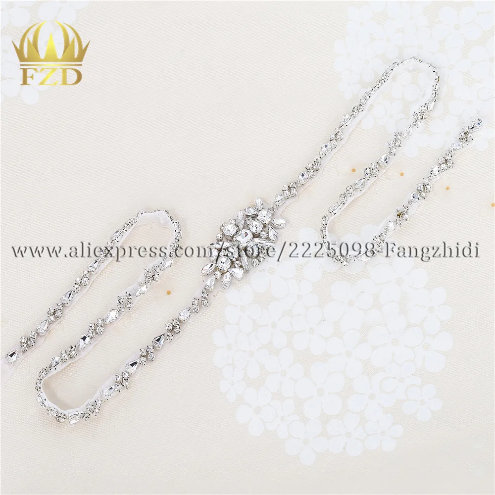 (1 ярд) Стразы с аппликацией Пришивные серебристые прозрачные для свадебных