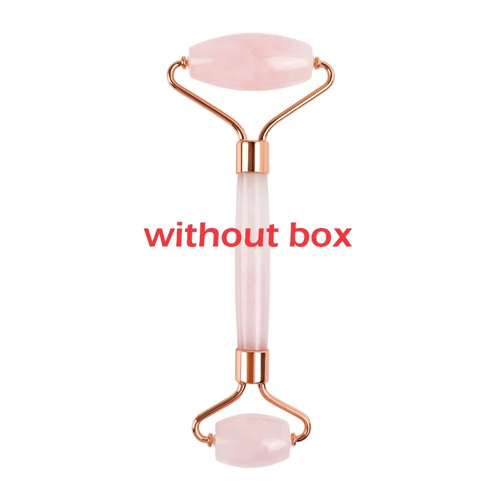 rose roller no box Электрический вибрирующий натуральный розовый кварц нефритовый ролик для лица подъемный камень зеленый нефрит КРИСТАЛЛ для лица роликовый массажер для удаление морщин - Цвет: rose roller no box