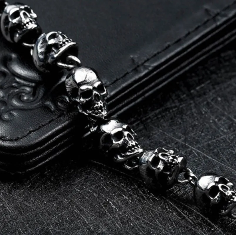 

High Quality Metal Skull Bracelet Men's Punk Rock Gothic Style Skull Jewelry