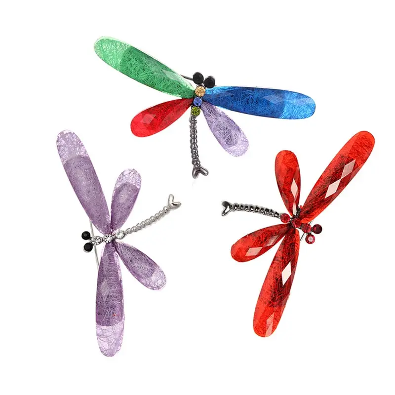 Модные Винтажные броши в виде стрекозы с кристаллами для женщин большая брошь